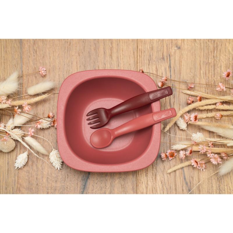 Nip Spoon & Fork Eco-Friendly Cutlery Set - 2pcs - Red