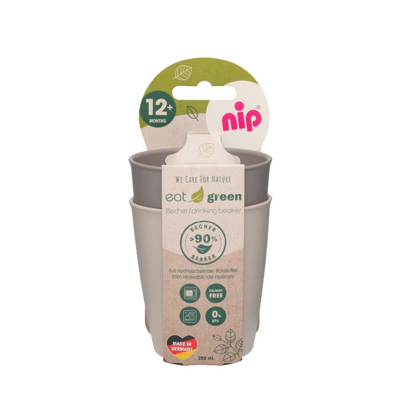 Nip - Stackable & Eco-Friendly Drinking Beaker 2 pcs - Grey