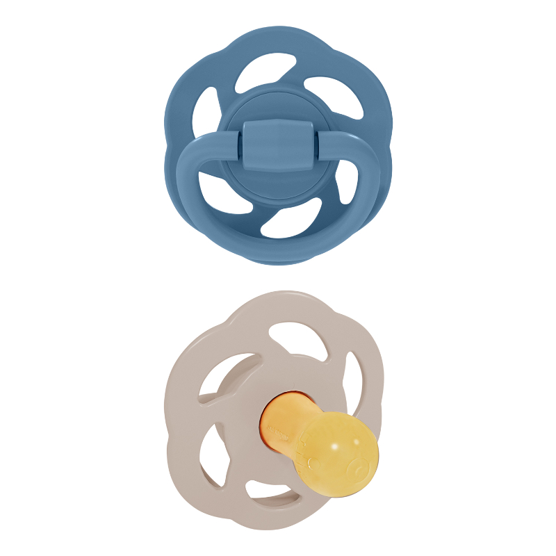 Nip - Cherry Baby Pacifier Round Soother - Brown & Blue - Pack of 2