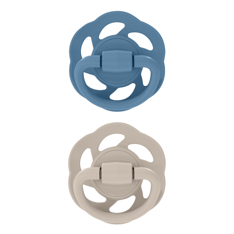 Nip - Cherry Baby Pacifier Round Soother - Brown & Blue - Pack of 2