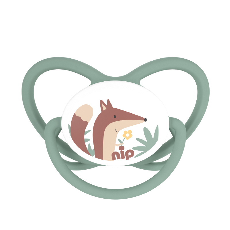 Nip - Butterfly Orthodontic Soother W/ Ring - 5-18M - Brown & Green - Pack of 2