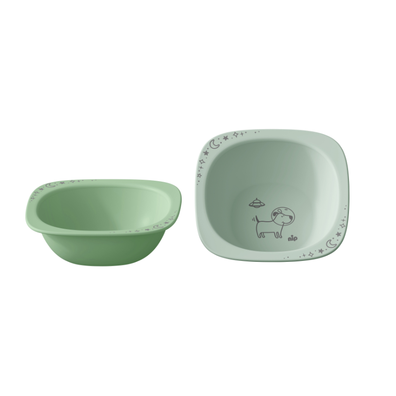 Nip Organic Baby Feeding Bowl Set - 2 Pcs - Dog - Green