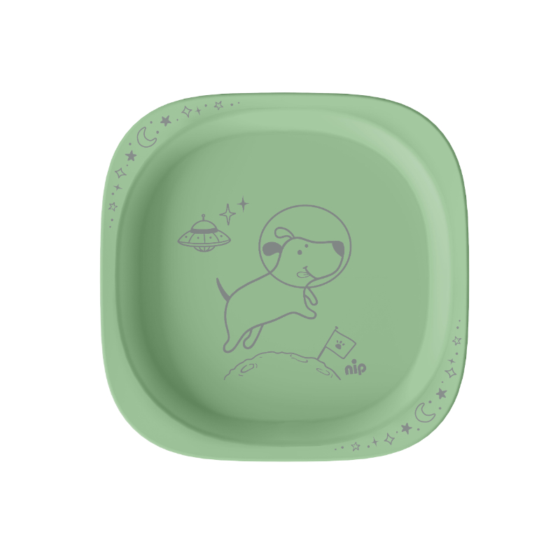 Nip Unbreakable Baby Plate Set - 2 Pcs - Dog - Green