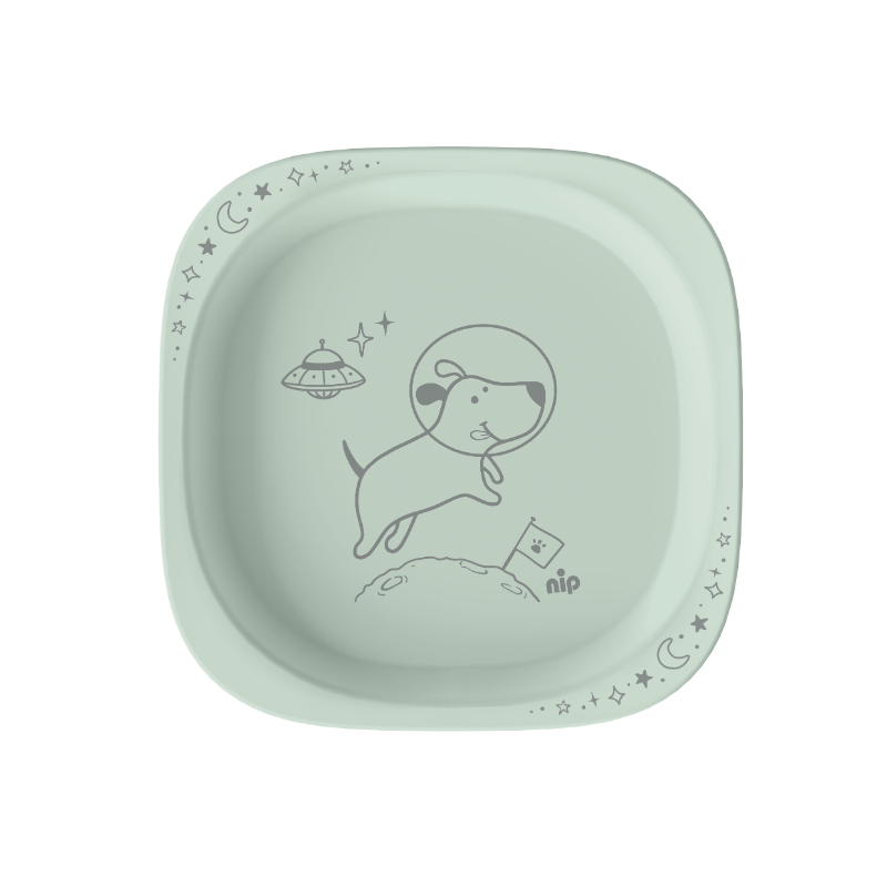 Nip Unbreakable Baby Plate Set - 2 Pcs - Dog - Green