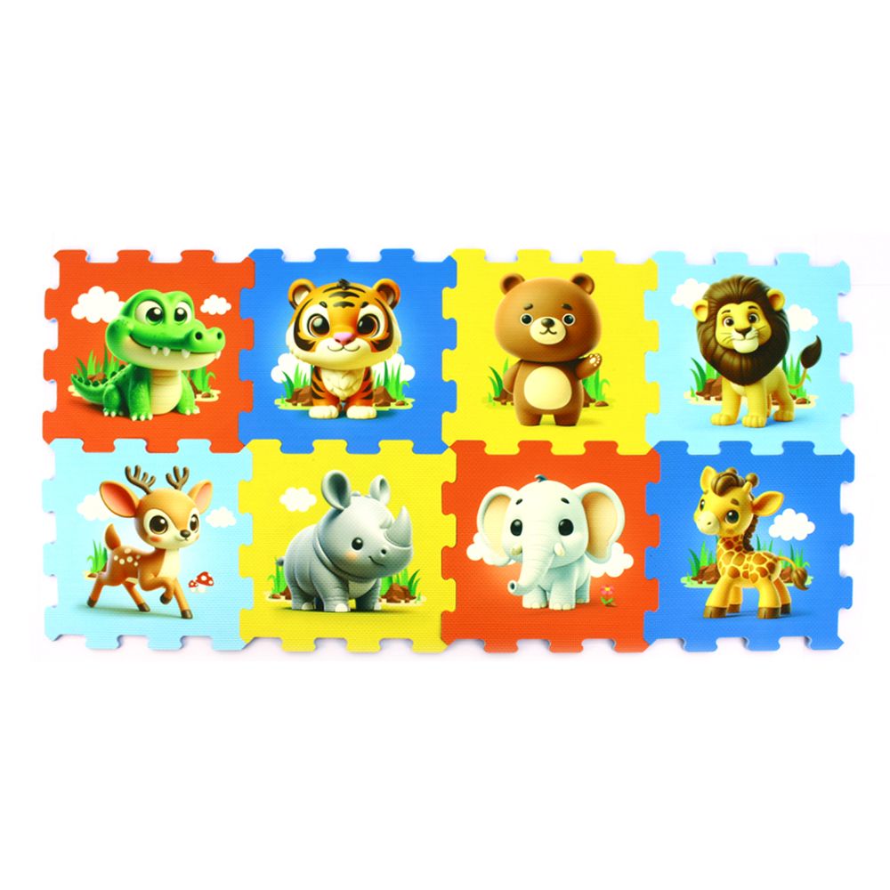 Sunta - Printed Puzzle Play Mat - Safari Animal - 30x30 cm - 8 Pcs