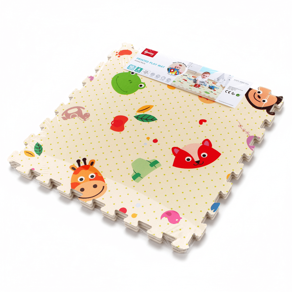 Sunta - Printed Puzzle Play Mat - Animal Party - 60x60 cm - 4 Pcs
