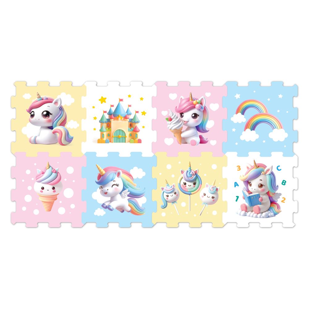 Sunta - Printed Puzzle Play Mat - Little Unicorn - 30x30 cm - 8 Pcs