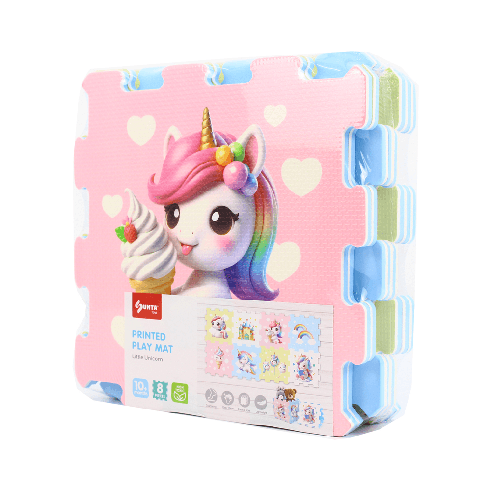 Sunta - Printed Puzzle Play Mat - Little Unicorn - 30x30 cm - 8 Pcs