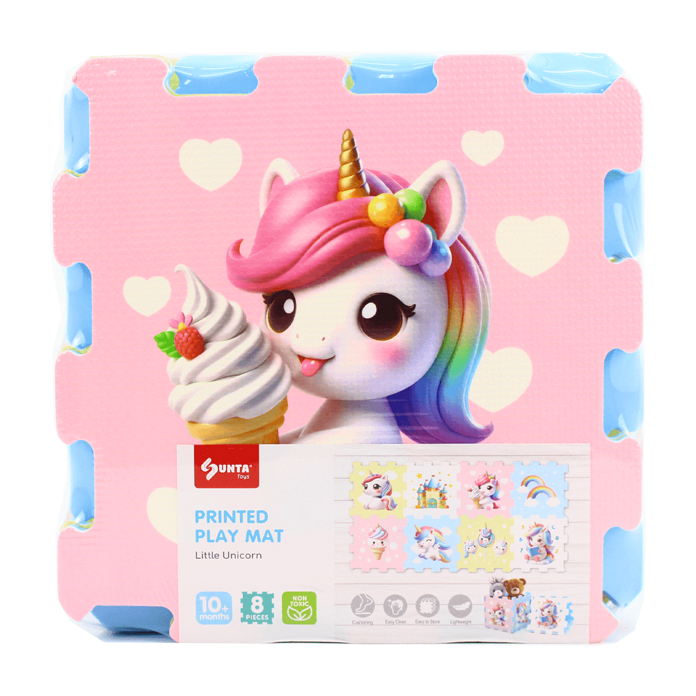 Sunta - Printed Puzzle Play Mat - Little Unicorn - 30x30 cm - 8 Pcs