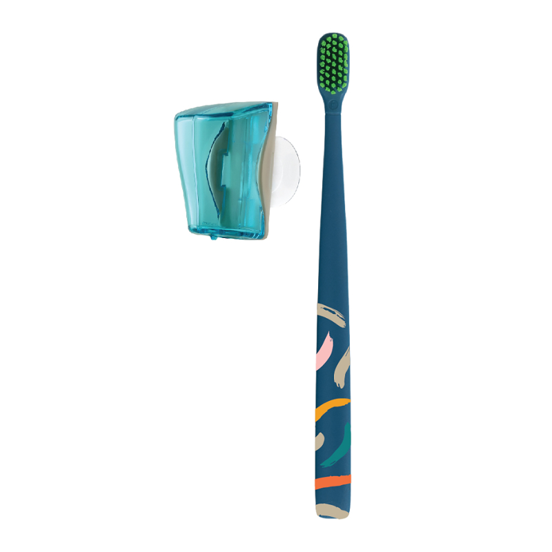Flipper - Adult Dental Essentials - Twigo Toothbrush & Cover Combo - Ocean Blue & Smoke