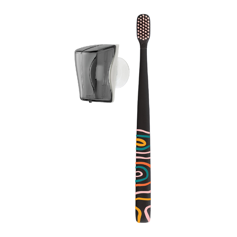 Flipper - Adult Dental Essentials - Twigo Toothbrush & Cover Combo - Ocean Blue & Smoke