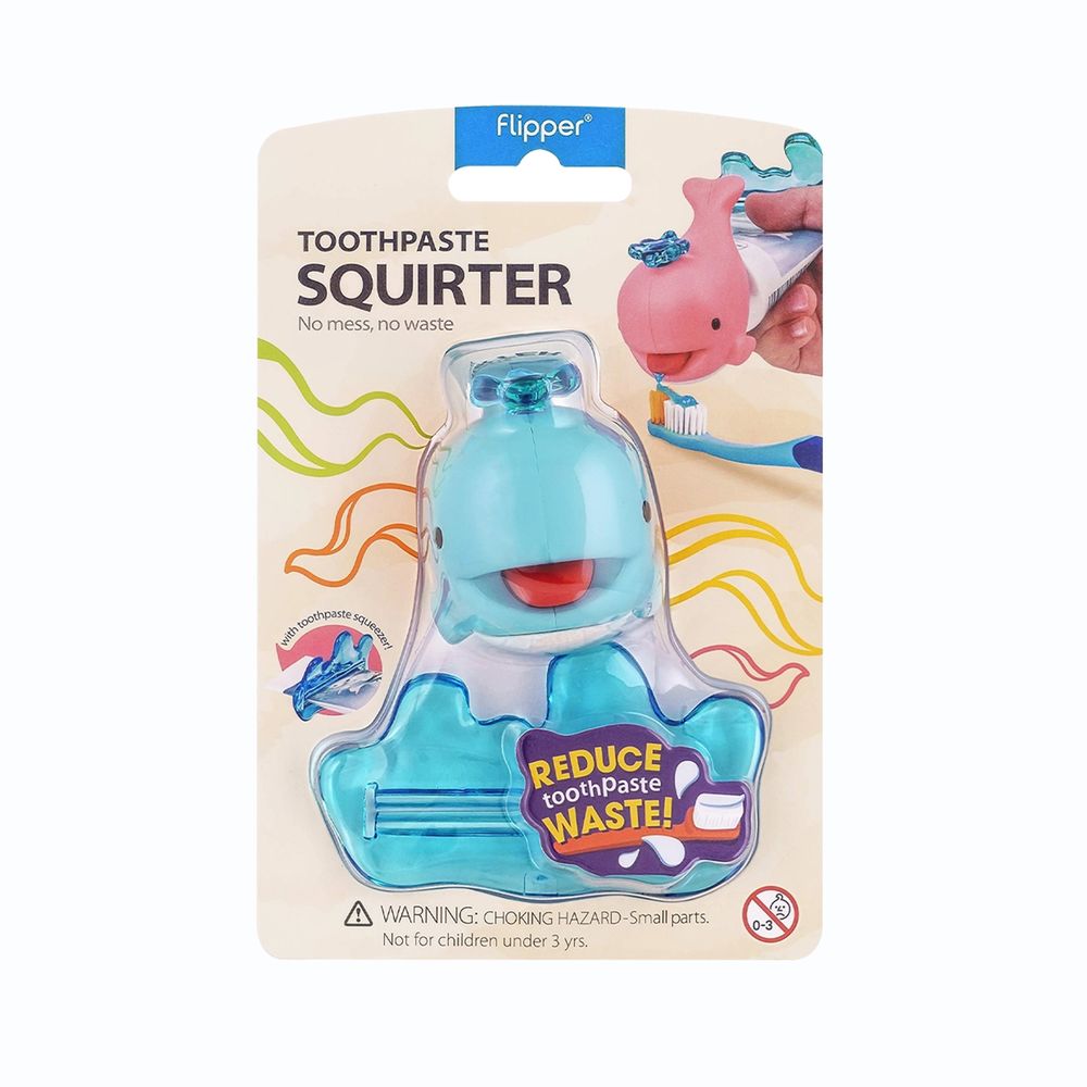 Flipper - Fun Animal Toothbrush With Cover & Toothpaste Squirter Set - Lion/Whale - 4 Pcs