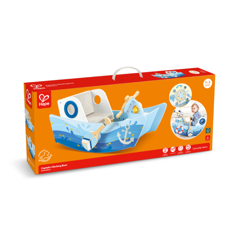Hape - Captain's Rocking Boat Ride-On Toy - Blue