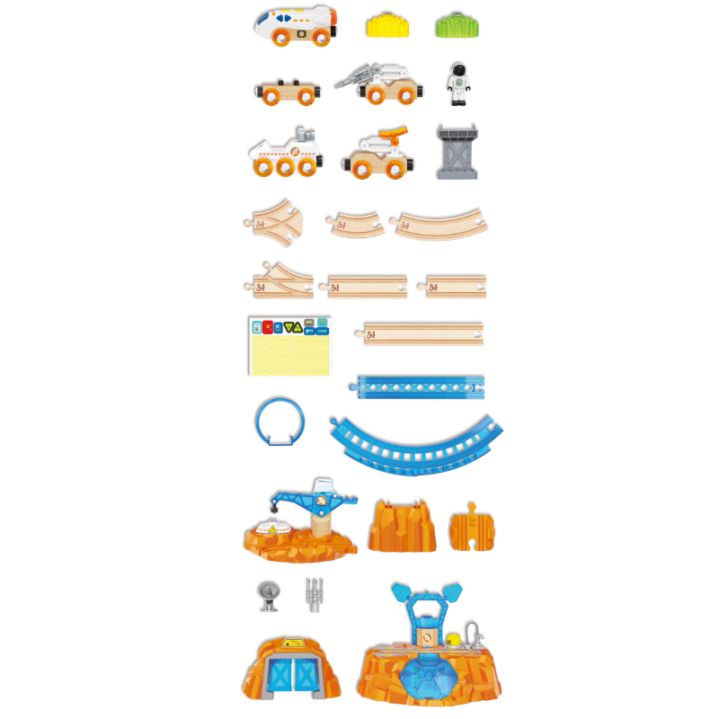 Hape - Mars Space Exploration Railway Train Playset - 48 Pcs