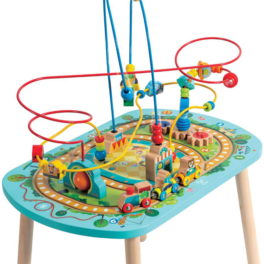 Hape - Wooden Railway Train Activity Table With Bead Maze- 6pcs