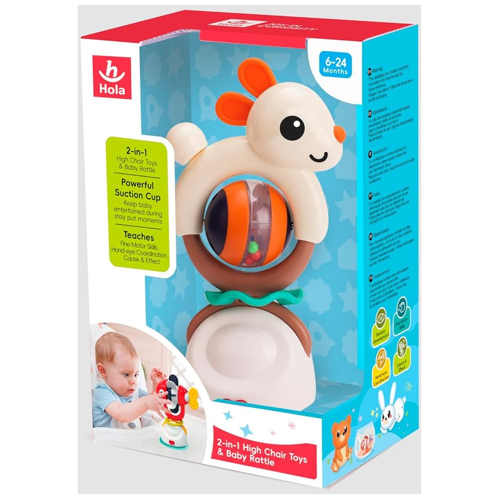 Hola 2in1 Highchair Toys & Baby Rattle Suction Toys - Rabbit
