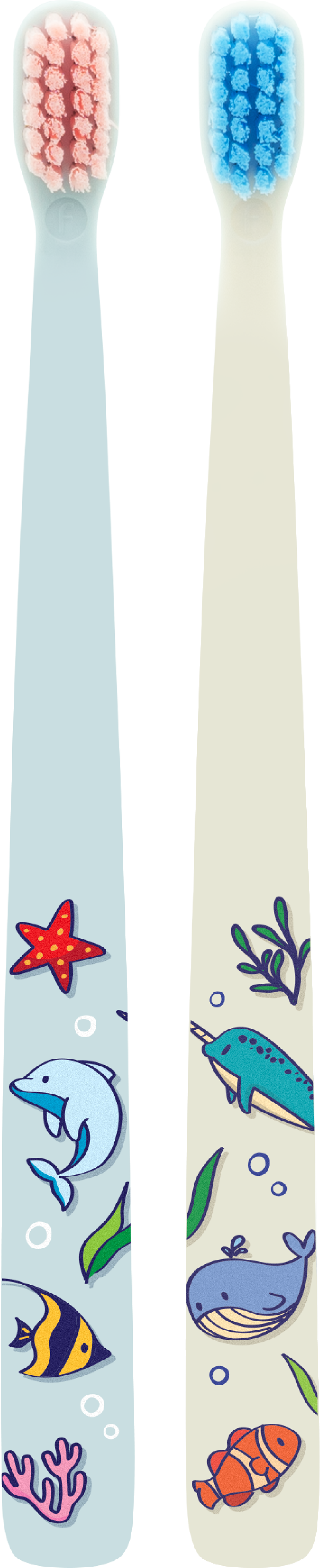 Flipper - Kids' Twigo Ocean Friends Toothbrush Set - Winter Blue/Chiffon White - 2 Pcs