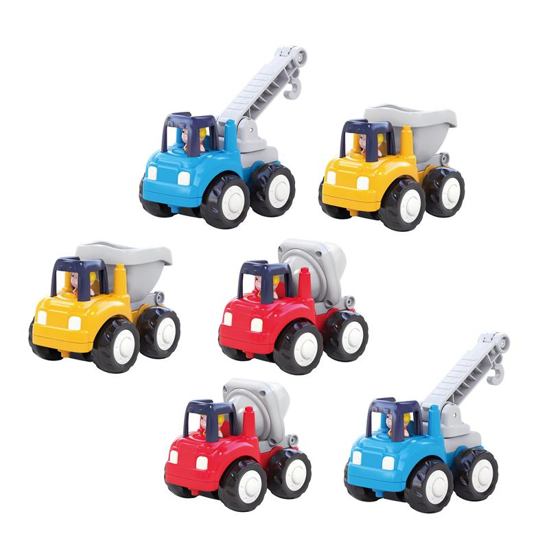 Hola - 4-WD Construction Truck Set - Multicolor - 6 Pcs