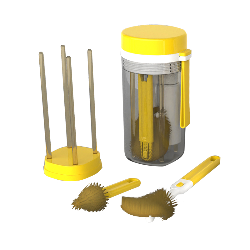 Jovikids - 6-In-1 Portable Baby Bottle Brush Set - Yellow