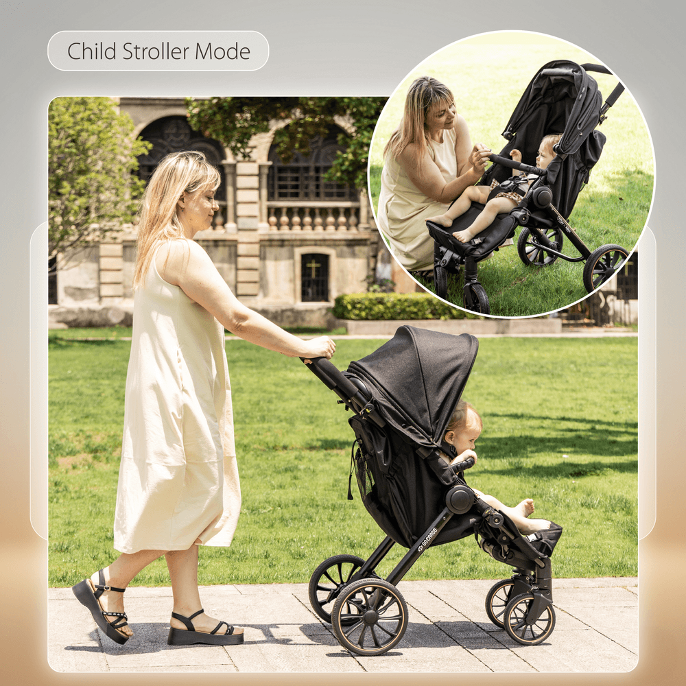 QPlay - Go Cargo 2-in-1 Baby Wagon & Stroller 6m+ - Black