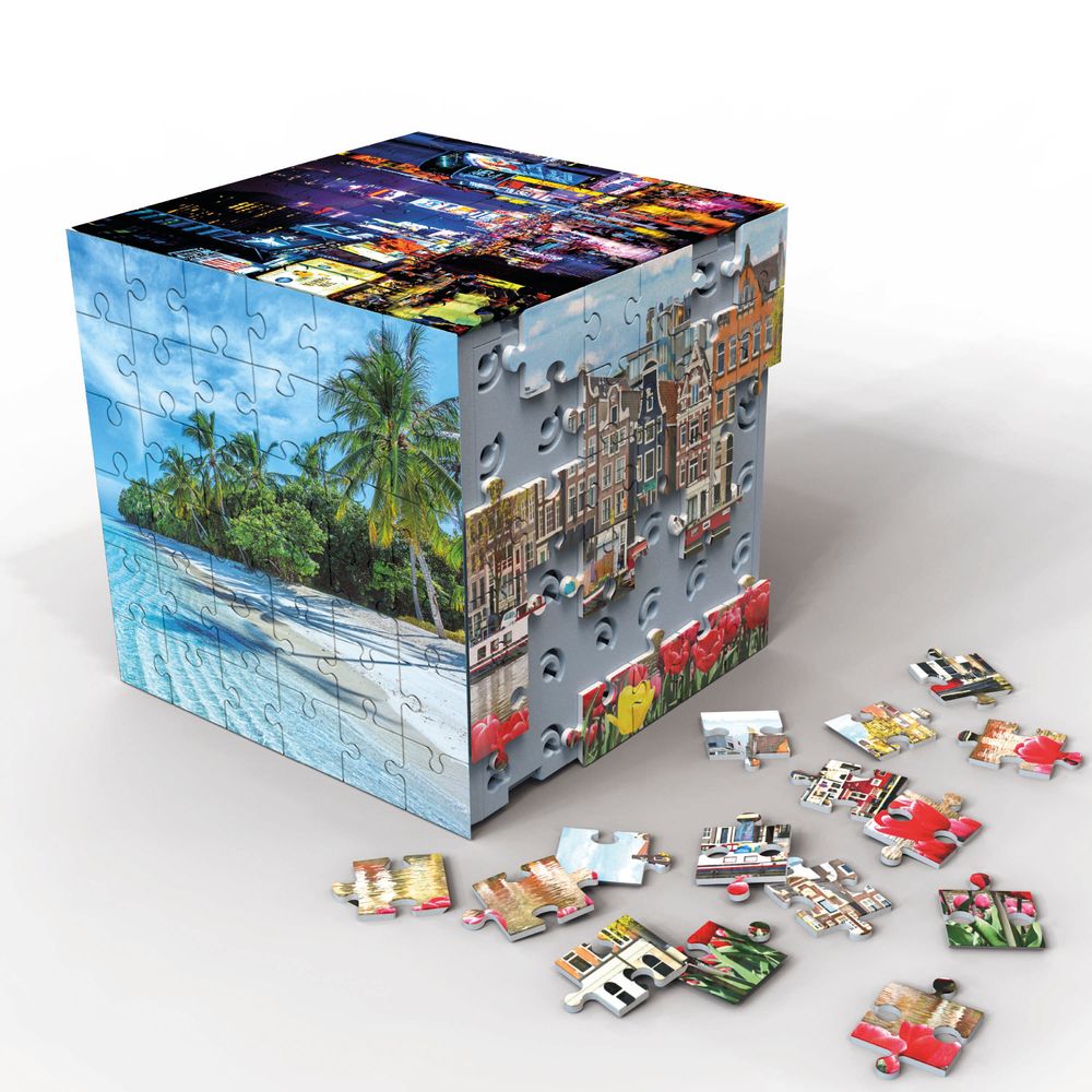 Educa - 6-In-1 3D Puzzle Cube Set - Travel - 216 Pcs