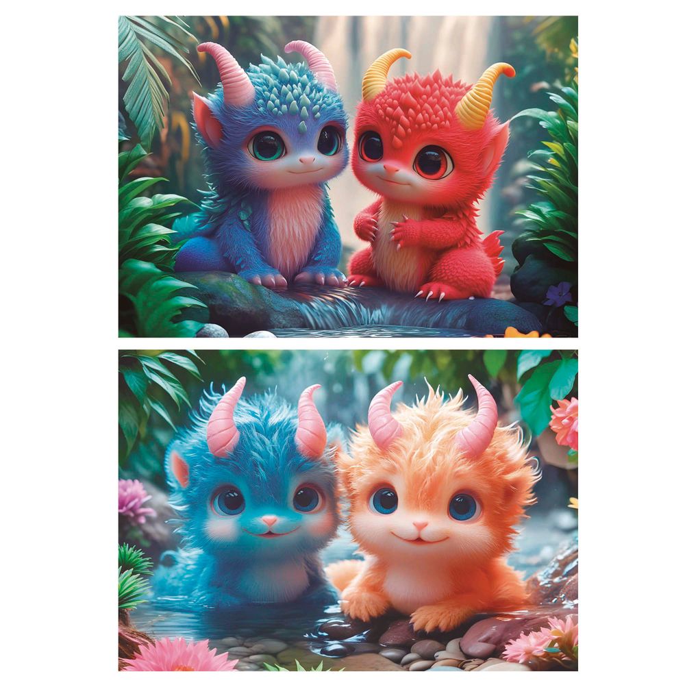 Educa - 2-In-1 Jigsaw Puzzle Set - Cute Monsters - 200 Pcs