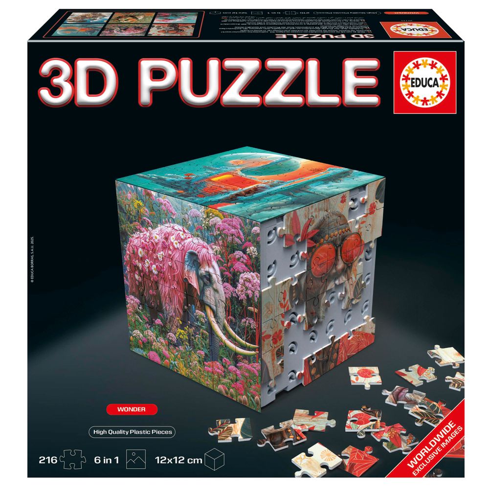 Educa - 6-In-1 3D Puzzle Cube Set - Wonder - 216 Pcs