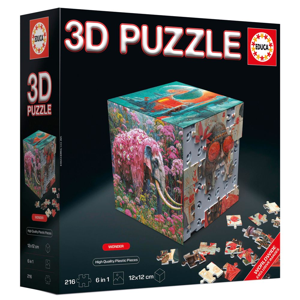 Educa - 6-In-1 3D Puzzle Cube Set - Wonder - 216 Pcs