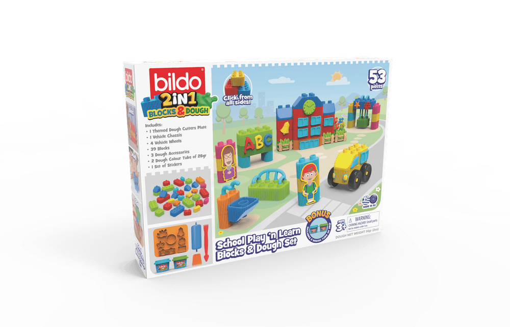 BILDO - School Play'n'Learn - Blocks & Dough Set - 53pcs