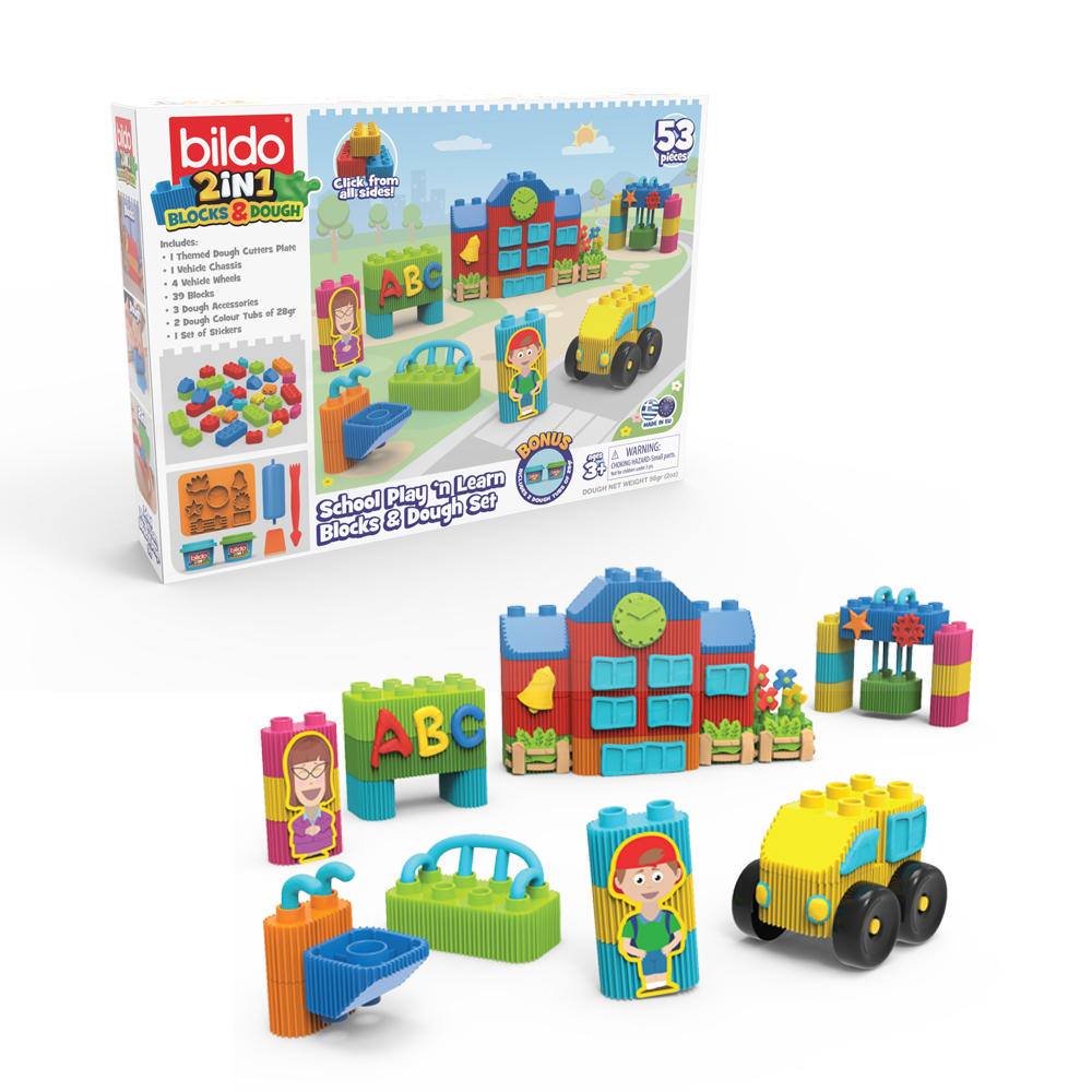 BILDO - School Play'n'Learn - Blocks & Dough Set - 53pcs