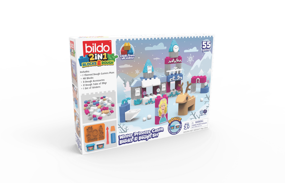 BILDO - Winter Princess Castle - Blocks & Dough Set - 55pcs