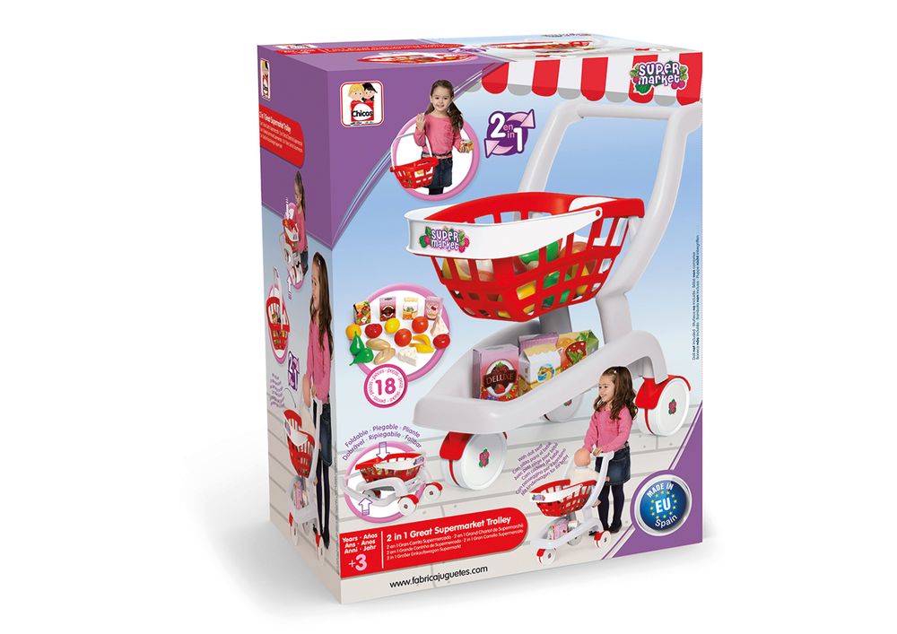 Chicos - 2-In-1 Great Supermarket Trolley Playset - Multicolor - 18 Pcs