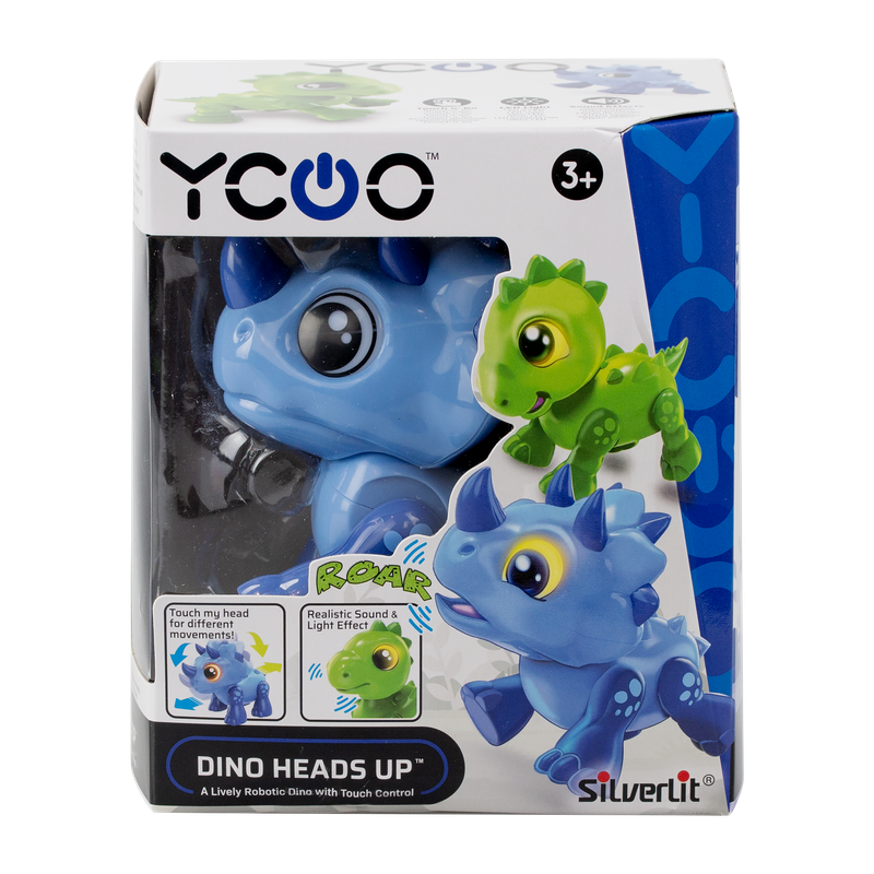 Silverlit - Dino Heads Up Robot Triceratops - Blue