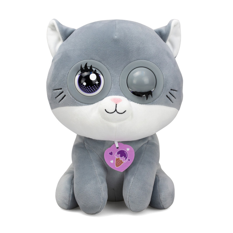 Silverlit - Winksies Blueberry Kitty Blinking Soft Toy - Grey - 30 cm