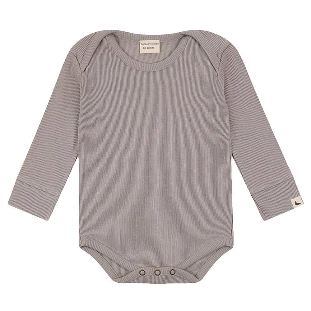 Turtledove London Baby's Ribbed Bodysuit - Grey