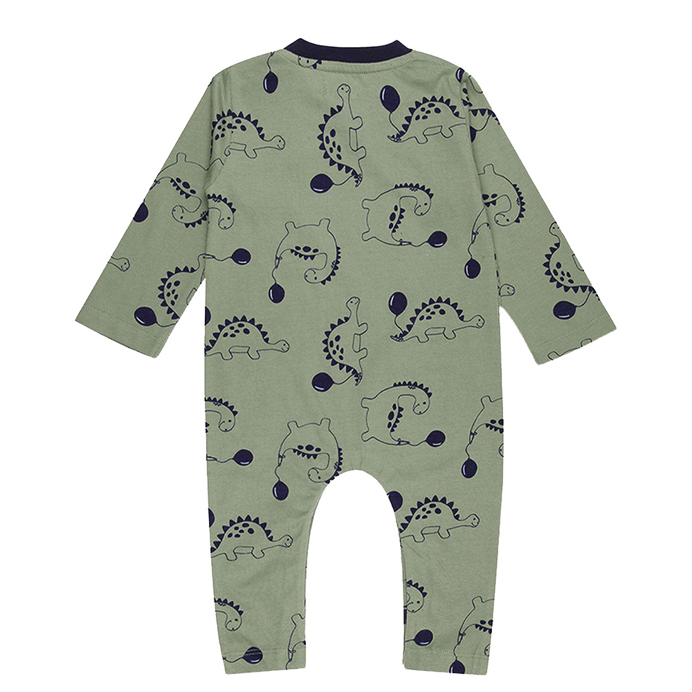 Lilly & Sid Boy's Dizzy Dinosaur Print Romper - Green