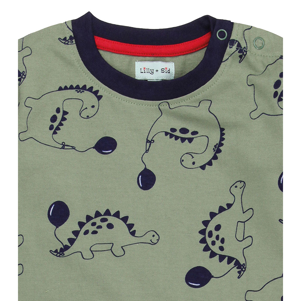 Lilly & Sid Boy's Dizzy Dinosaur Print Romper - Green