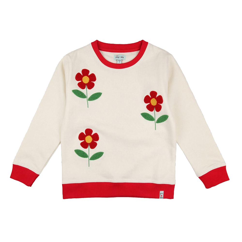 Lilly & Sid Baby Girl's Flower Embroidered Sweatshirt - White
