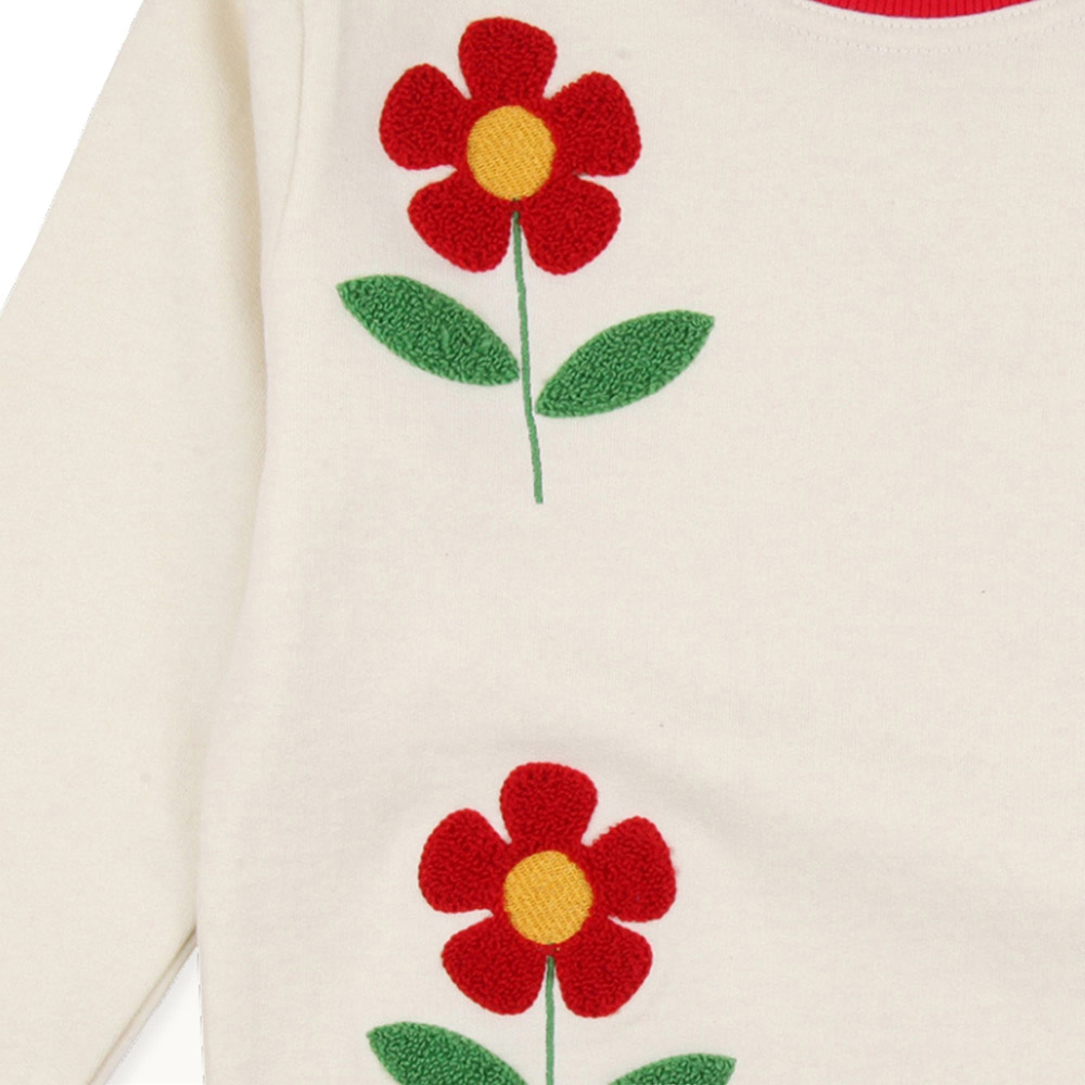 Lilly & Sid Baby Girl's Flower Embroidered Sweatshirt - White