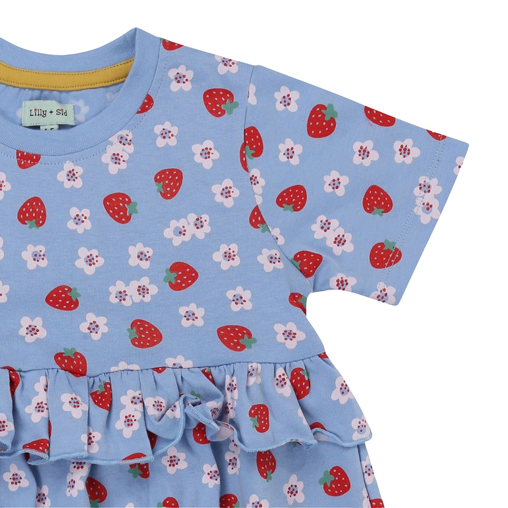 Lilly & Sid Girl's Strawberry Printed Dress - Blue