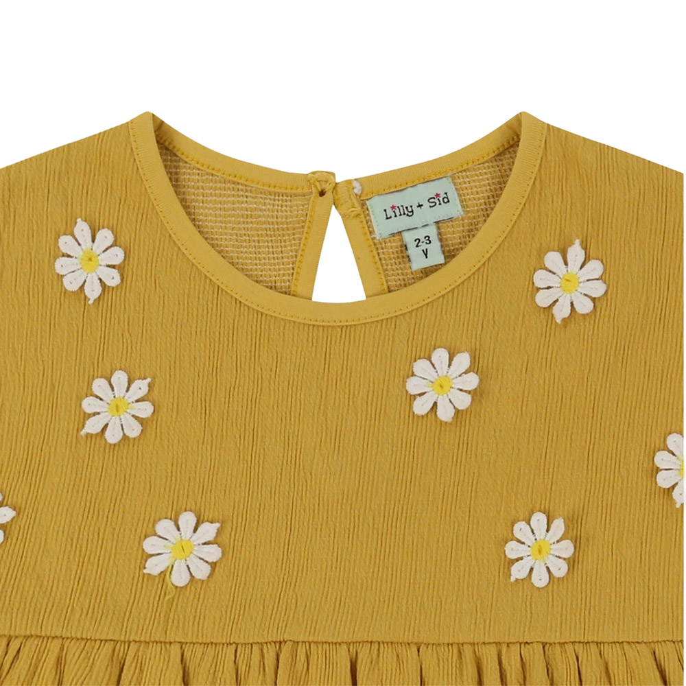 Lilly & Sid Baby Girl's Floral Applique Dress - Yellow