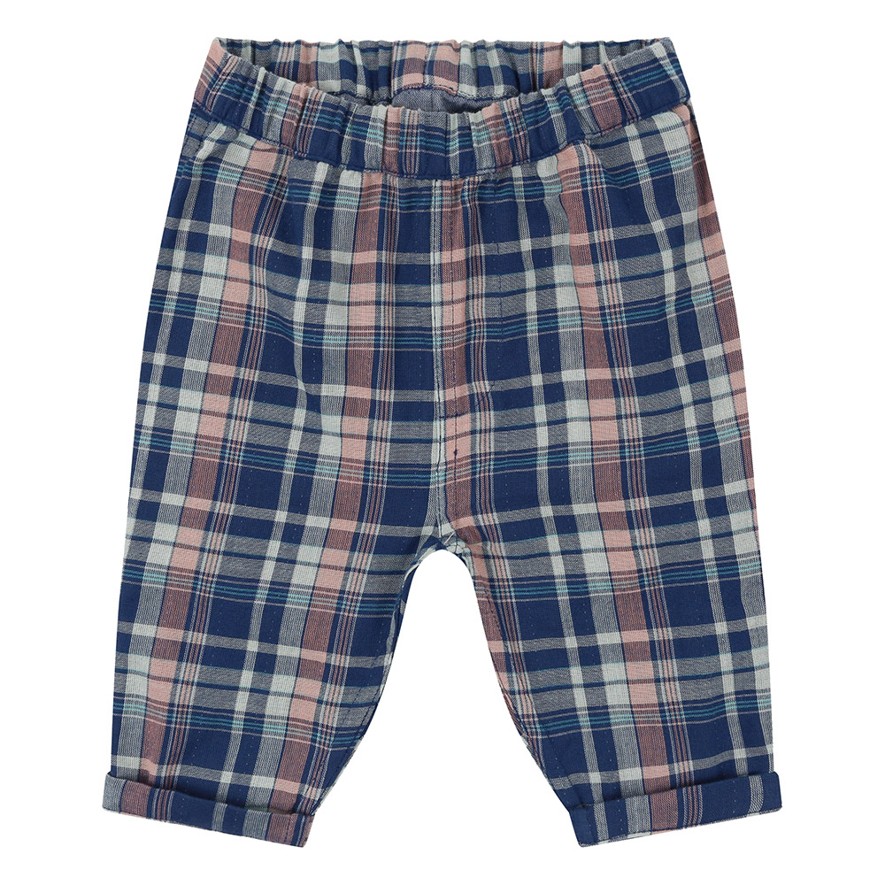 Lilly & Sid Baby Boy's Check Printed T-Shirt & Trousers - Navy - 2 Pcs