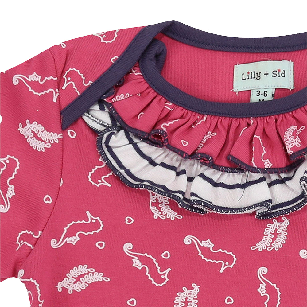 Lilly & Sid Baby Girl's Seahorse Printed Romper - Pink