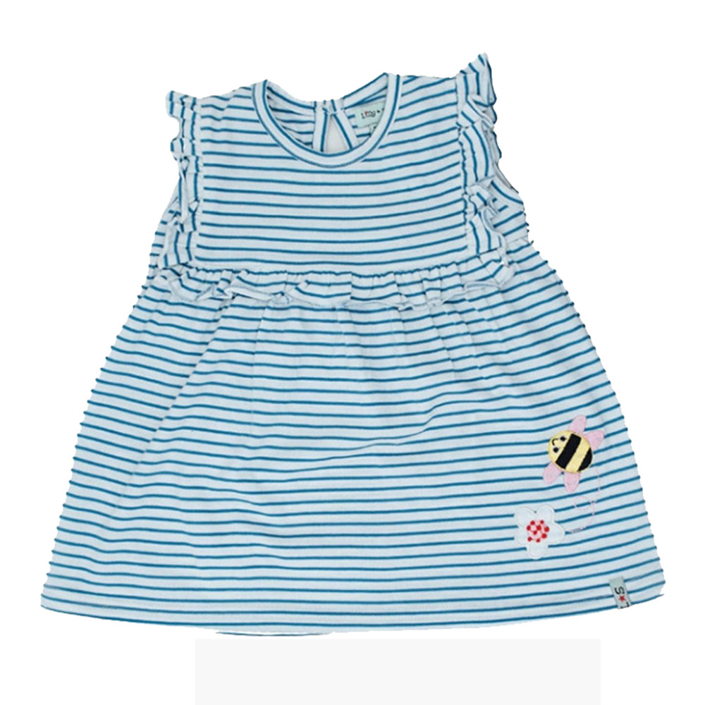 Lilly & Sid Baby Girl's Stripe Printed Dress & Pants - Blue - 2 Pcs