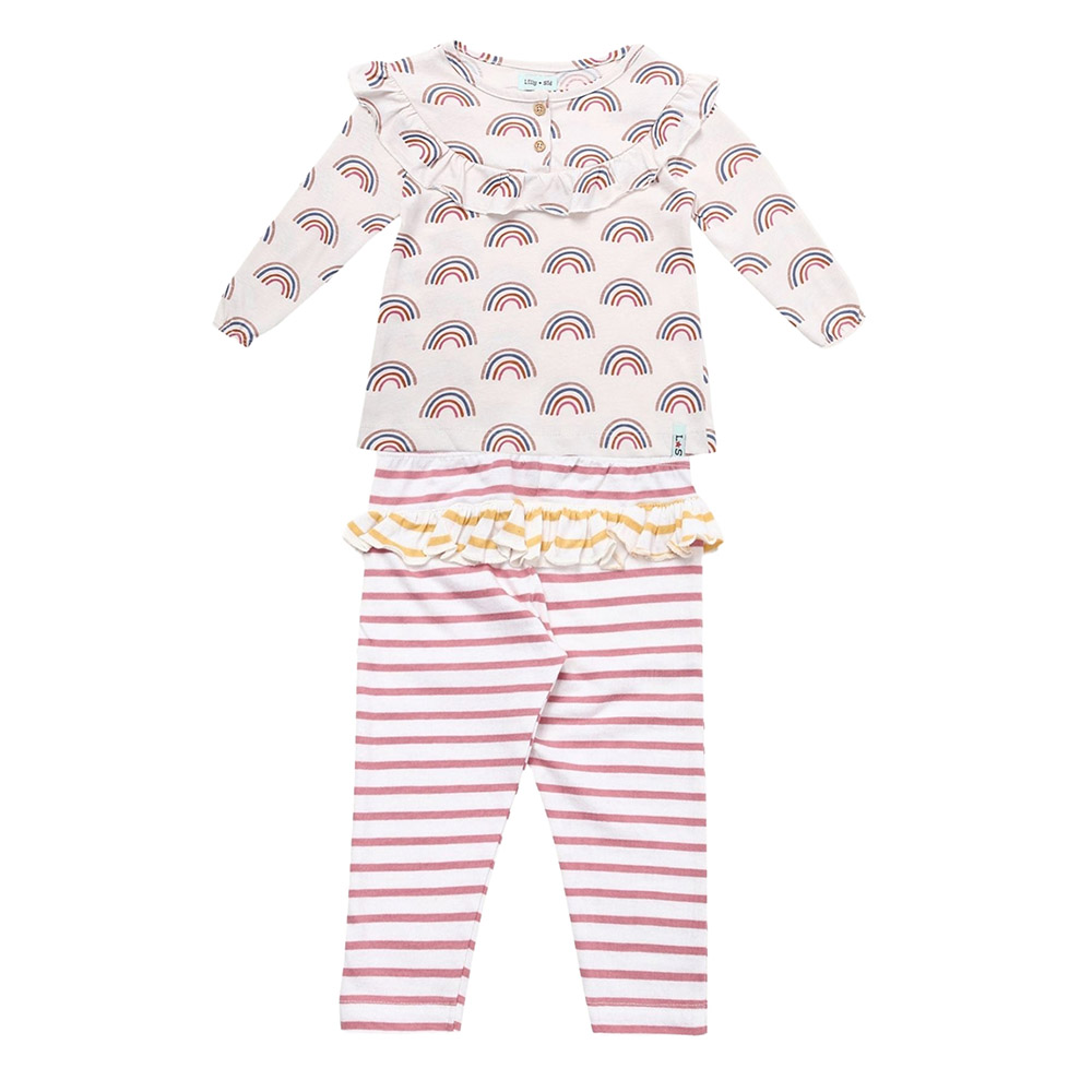Lilly & Sid Baby Girl's Rainbow Printed Top & Leggings - Pink - 2 Pcs