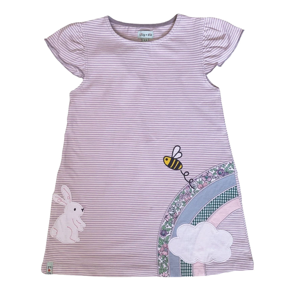 Lilly & Sid Girl's Bunny & Bees Applique Dress - Pink