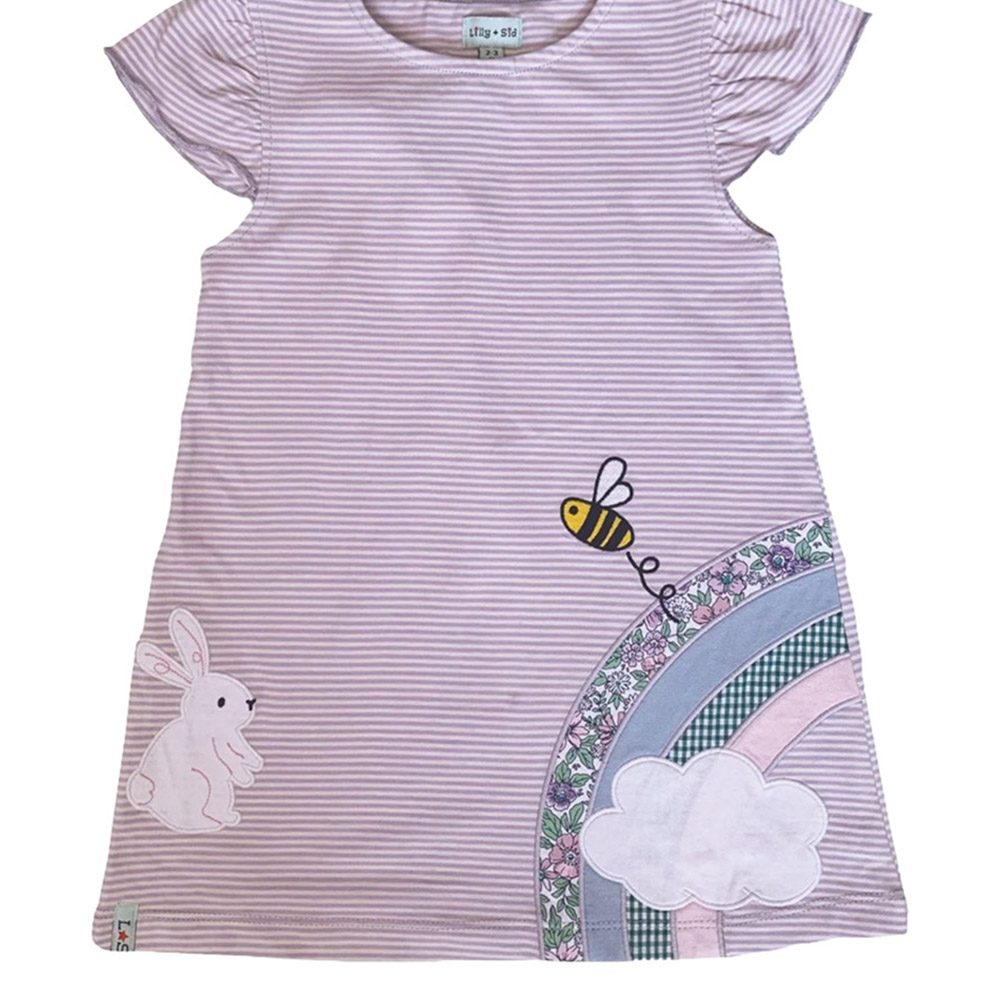 Lilly & Sid Girl's Bunny & Bees Applique Dress - Pink