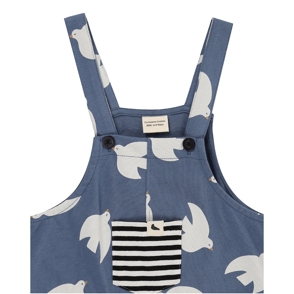 Turtledove London Boy's Seagull Printed Dungarees - Blue