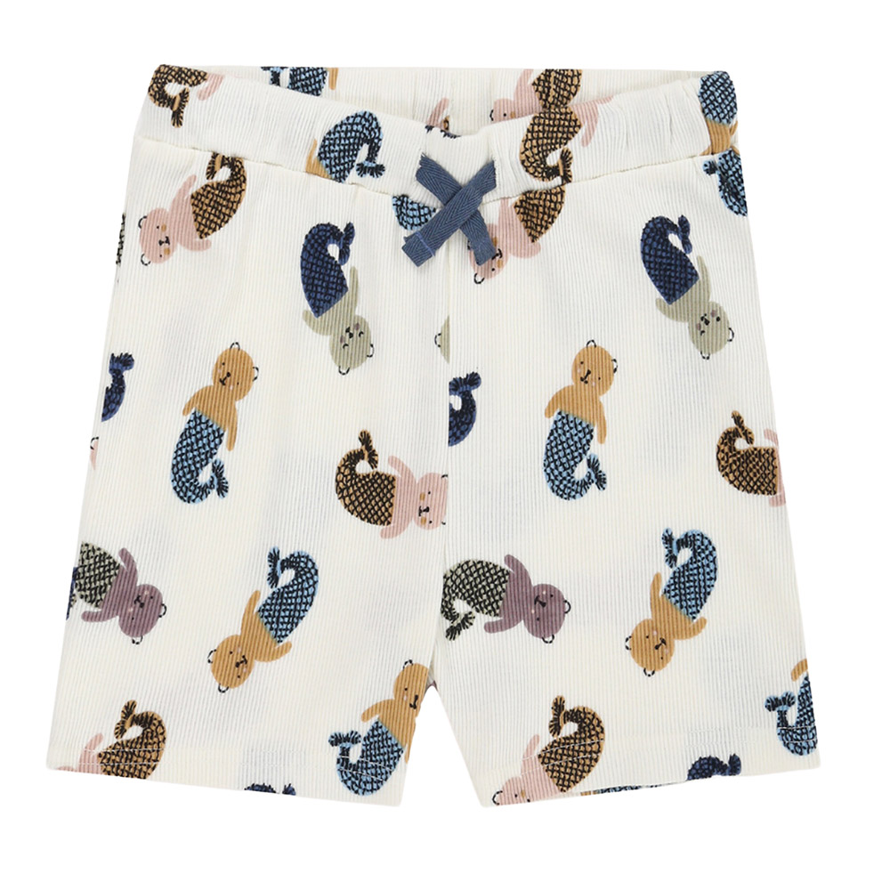 Turtledove London Kids Merbear Printed T-Shirt & Shorts - White - 2 Pcs