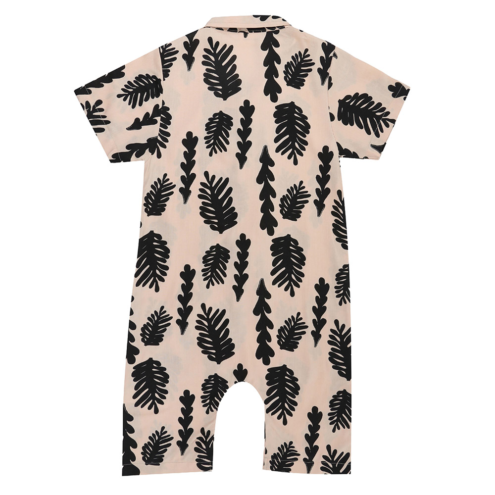 Turtledove London Girl's Seaweed Printed Short Sleeve Romper - Cream